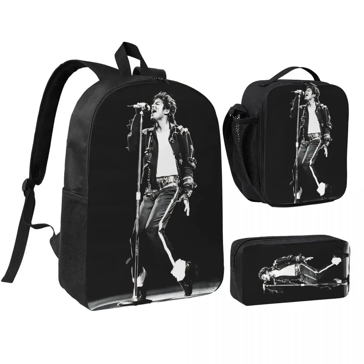 sac à dos mj 3 pièces/ensemble pour étudiant, sac à dos pour lycée, sac à lunch, trousse à crayons
