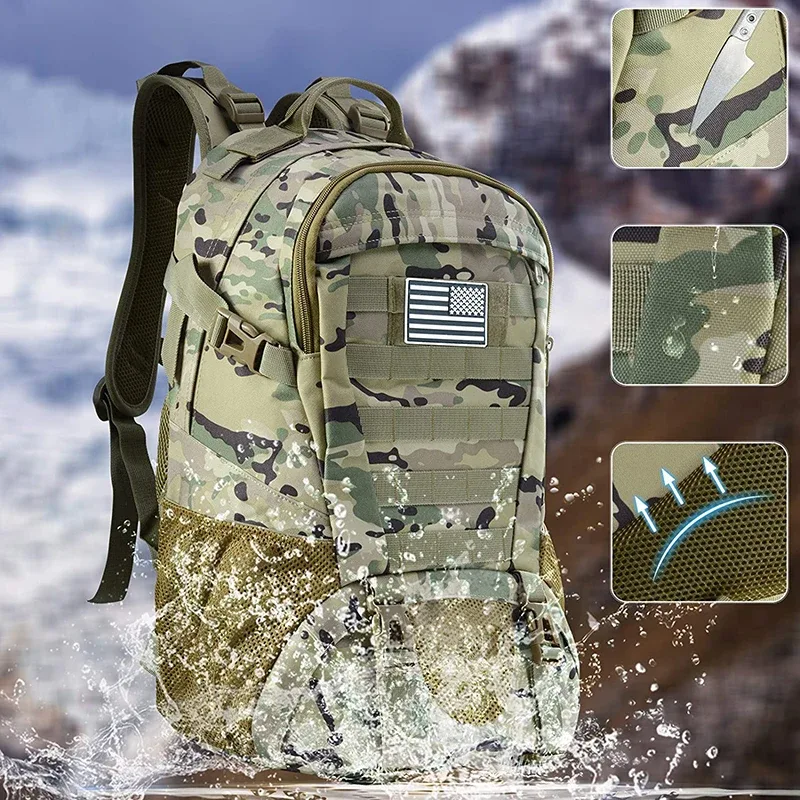 Sac à dos de randonnée militaire pour hommes et femmes, sac à dos de chasse, sac à dos MOLLE, sac à dos de trekking, sac à dos de randonnée extérieur EDC, 35L