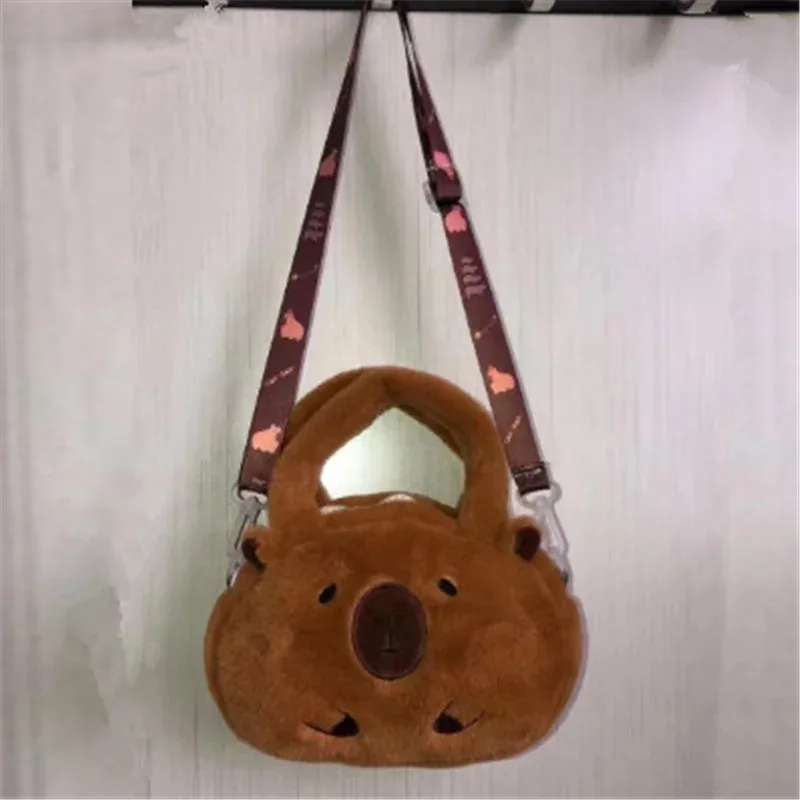 sac à dos en peluche capybara, mignon animal rempli doux marron clair avec rangement multifonctionnel pour les yeux, idéal pour le coussin de canapé, la décoration de la maison