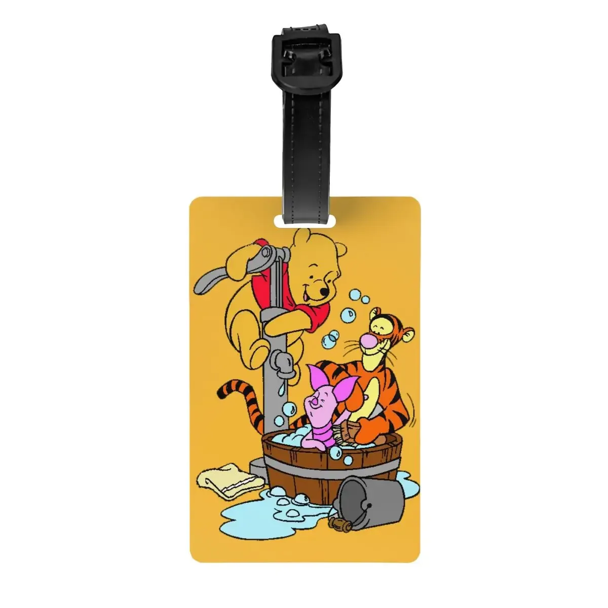 étiquette de bagage personnalisée avec dessin animé tigger et winnie l'ourson, protection de la vie privée, étiquettes de bagages, étiquettes de sac de voyage, étiquettes de valise
