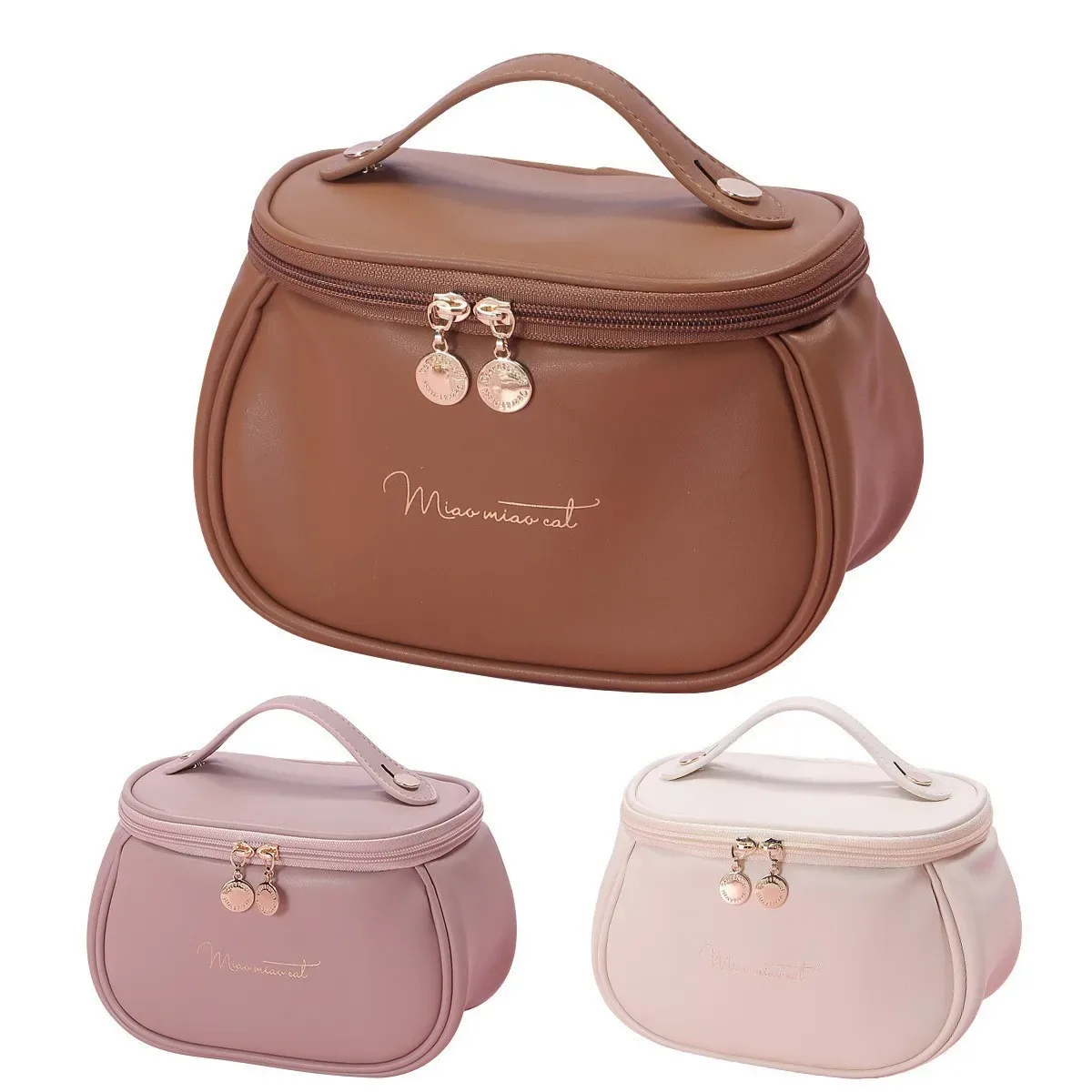 sac de maquillage imperméable de grande capacité pour femmes, sac de toilette en cuir pu de grande capacité, sac de rangement pour cosmétiques de voyage