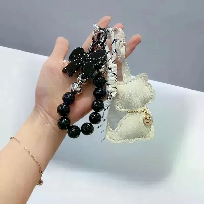 porte-clés chat noir mignon, breloque de sac, pendentif, accessoire portable pour adolescents et femmes, idéal pour fêtes, cadeau, usage quotidien, décoration de sac à dos