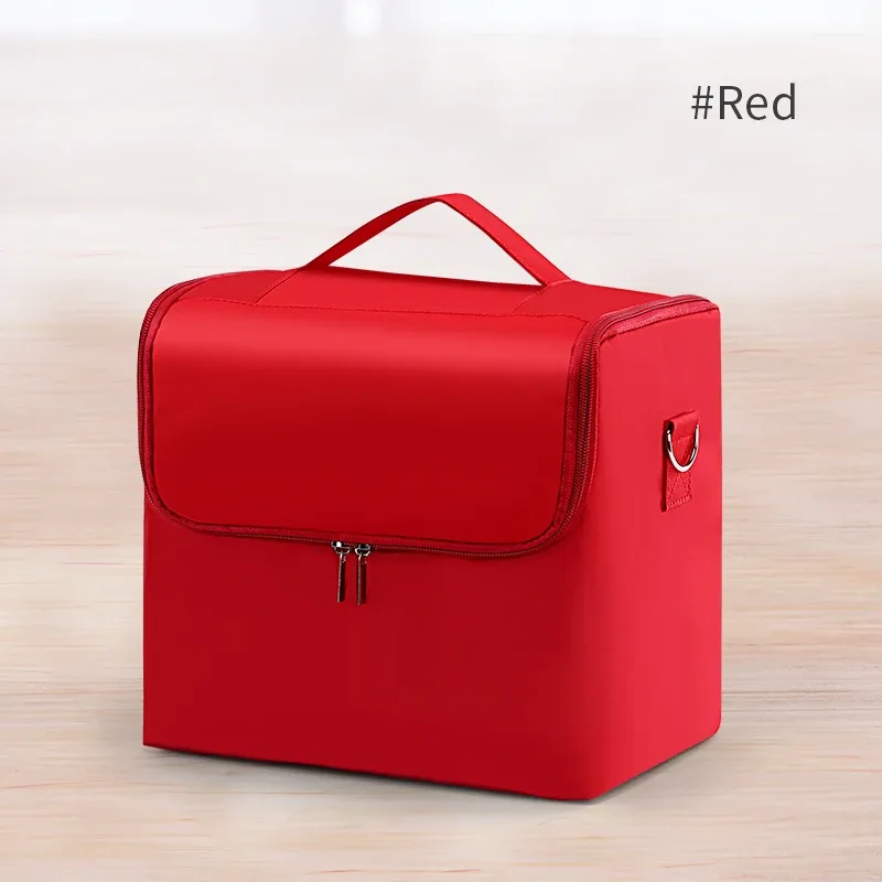 grand étui de transport de maquillage pour femmes, boîte de rangement de sac de voyage, étui organisateur d'ongles professionnel à 4 niveaux avec réglable