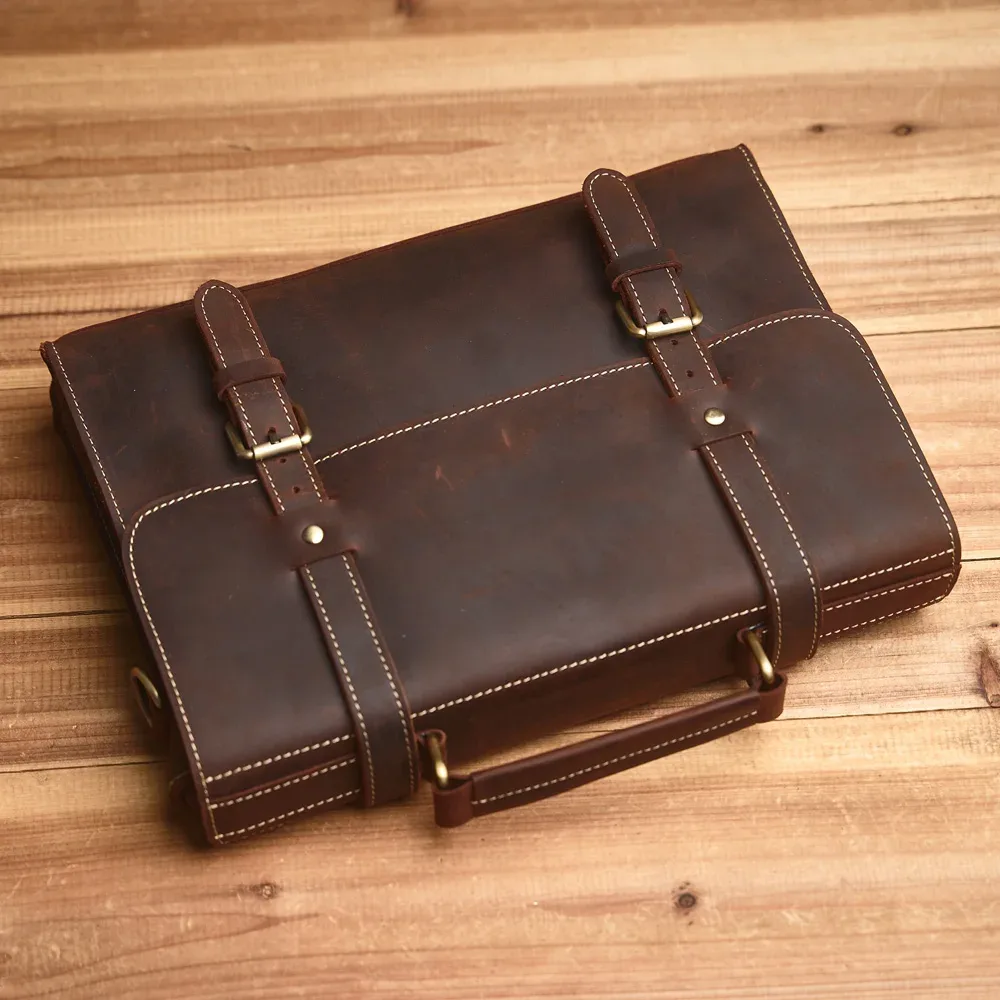 nasva-sac à main rétro en cuir véritable pour hommes, sacs pour ordinateur portable, sacs de bureau, sacs à documents, étui à bombes