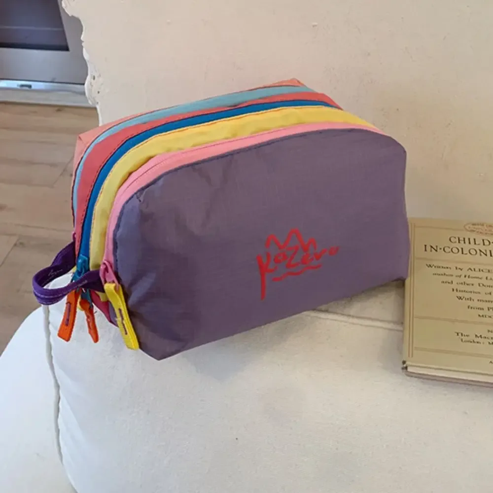adorable trousse de maquillage multifonctionnelle dopamine, porte-monnaie, trousse de toilette en nylon à fermeture éclair, sac de voyage multi-poches imperméable