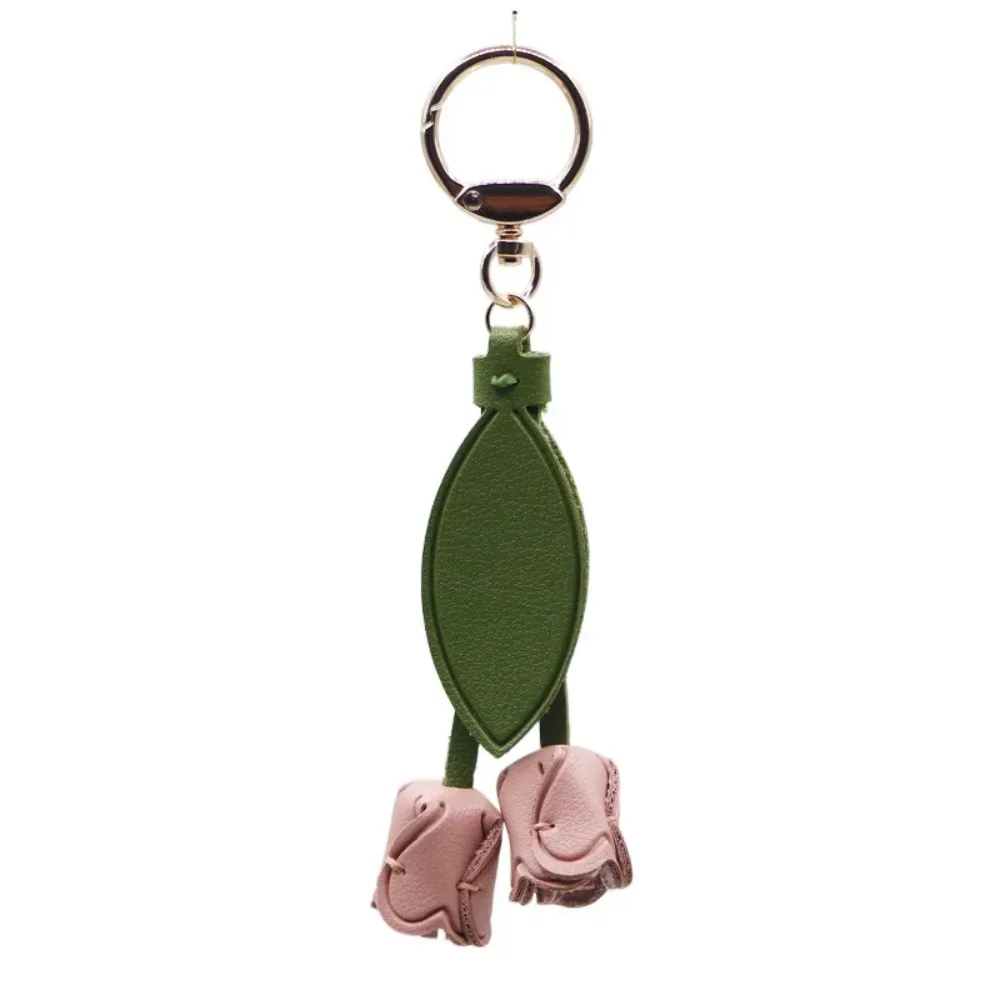 pendentif de sac tulipe en cuir pu, dopamine, frais, décoration de sac à dos, accessoires assortis, breloques de sac, lanière florale, cadeau