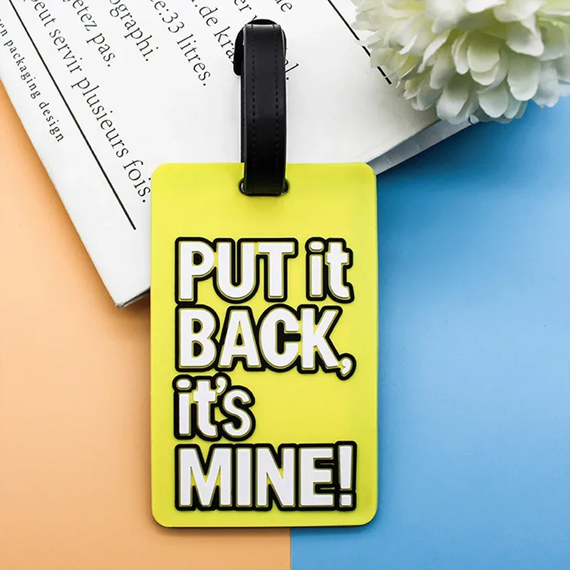 étiquettes de bagage en silicone, lettre créative, pas votre sac, accessoires de voyage, valise, style dessin animé, mode, portable, 2022