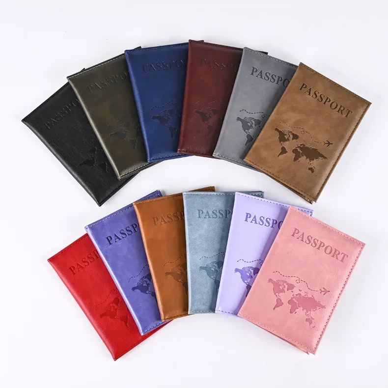 Porte-passeport en PU coloré, couverture de passeport, couverture de protection pour passeport de voyage, porte-carte d'identité et de crédit, accessoires de voyage