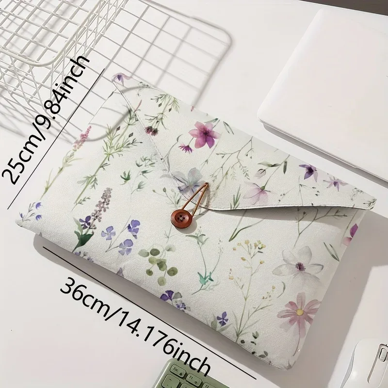 sac pour ordinateur portable à motif imprimé floral avec housse en tissu souple pour ordinateur portable, adapté au rangement à couverture souple pour ordinateur portable et au sac de rangement pour tablette