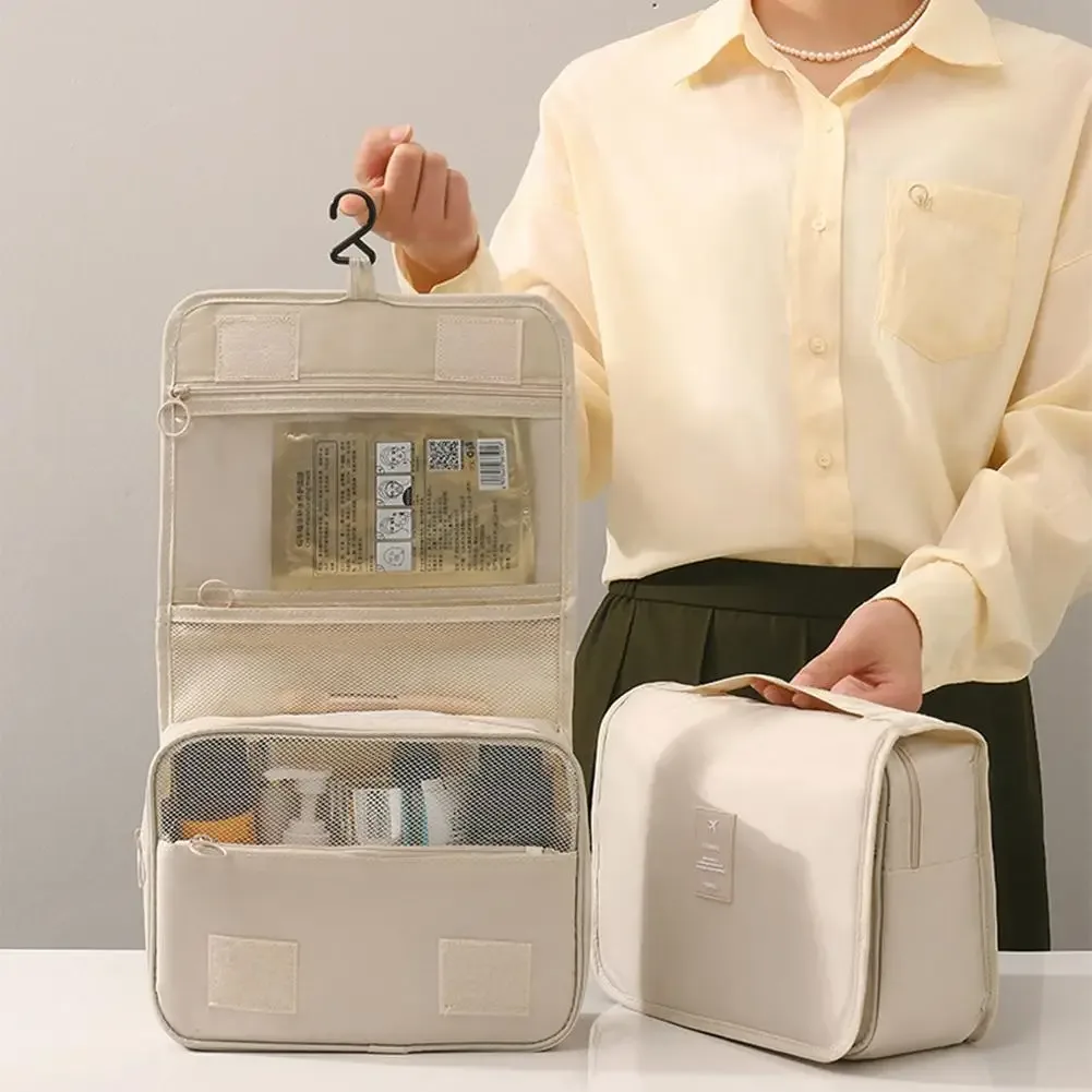 Sac de Maquillage de Voyage de Haute Qualité avec Crochet de Salle de Bain, Pochette de Toilette Imperméable, Organisateur de Articles de Toilette pour Femmes, Sac de Rangement pour Maquillage