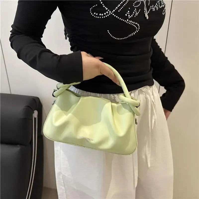 sac bandoulière tendance vert clair et blanc avec sangle amovible et poignées supérieures pour le shopping quotidien, les rendez-vous et les voyages