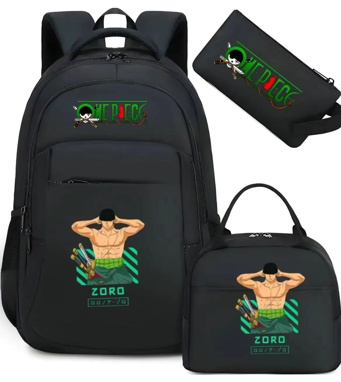 sac à dos one piece 3 pièces camouflage pour adolescents, sacs d'école pour ordinateur portable, sacs de voyage pour collégiens/lycéens, mochilas