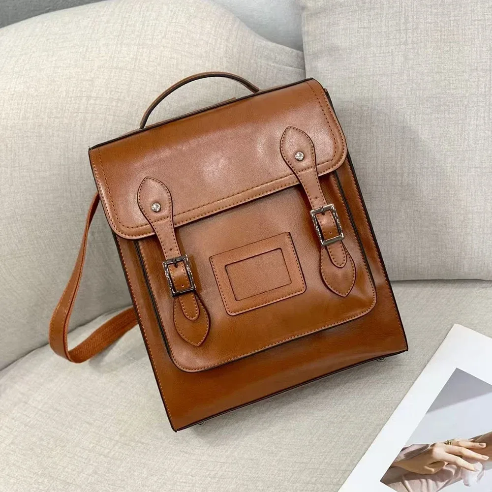 sac à dos pour femmes, sac à bandoulière en cuir véritable, sac d'école pour filles, sac à dos pour ordinateur portable en cuir de vache véritable, sacs messagers