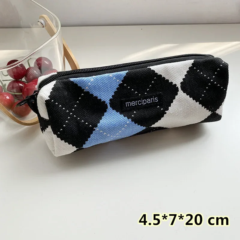 trousse de maquillage de voyage à carreaux, sac de rangement cosmétique, sacs à main pour femmes, portefeuille, étuis à crayons scolaires mignons, sacs en poudre, mode coréenne