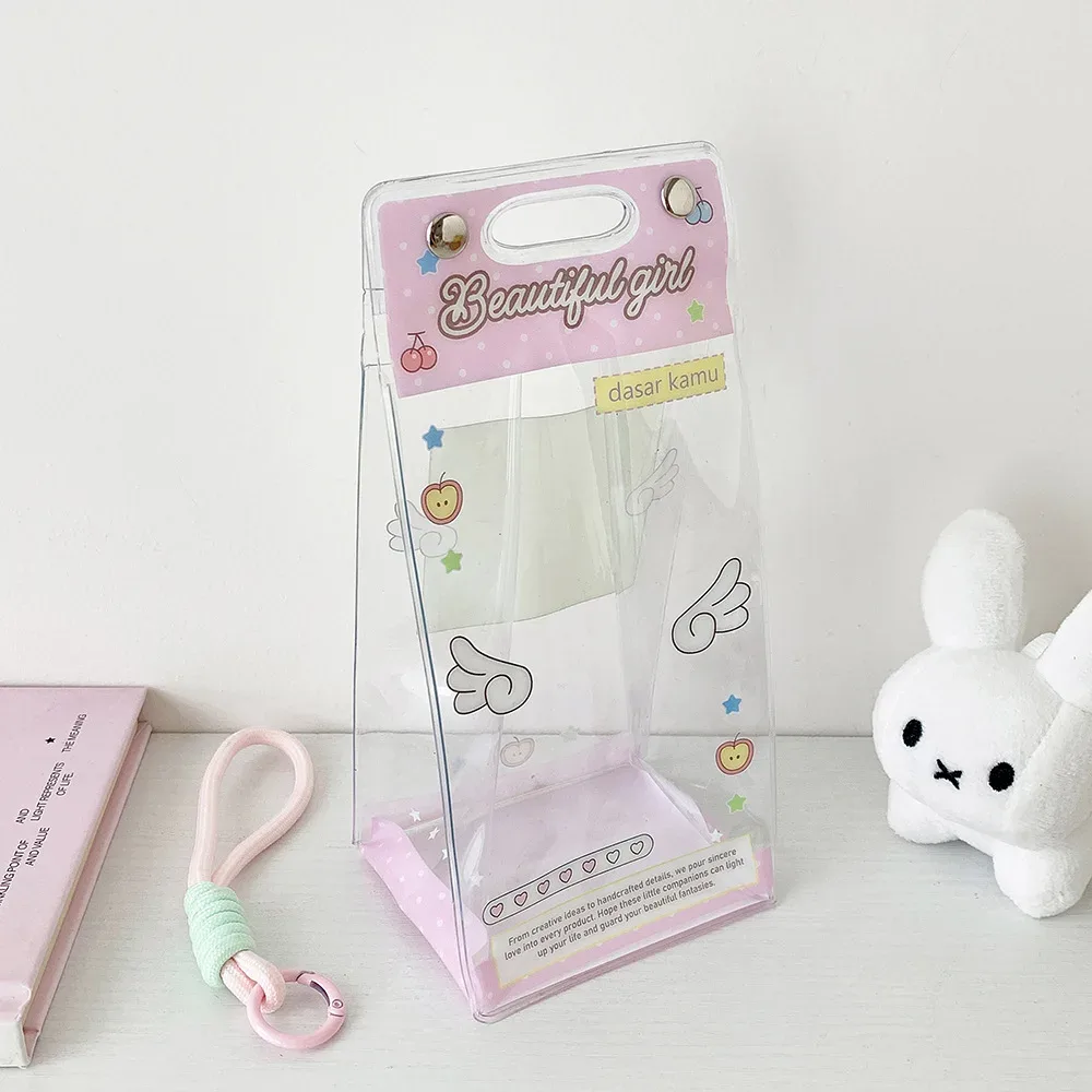 sac de rangement transparent pour poupée avec ailes d'ange, sac à bandoulière mignon pour fille, sac de présentation pour figurines décoratives, accessoires et cadeaux