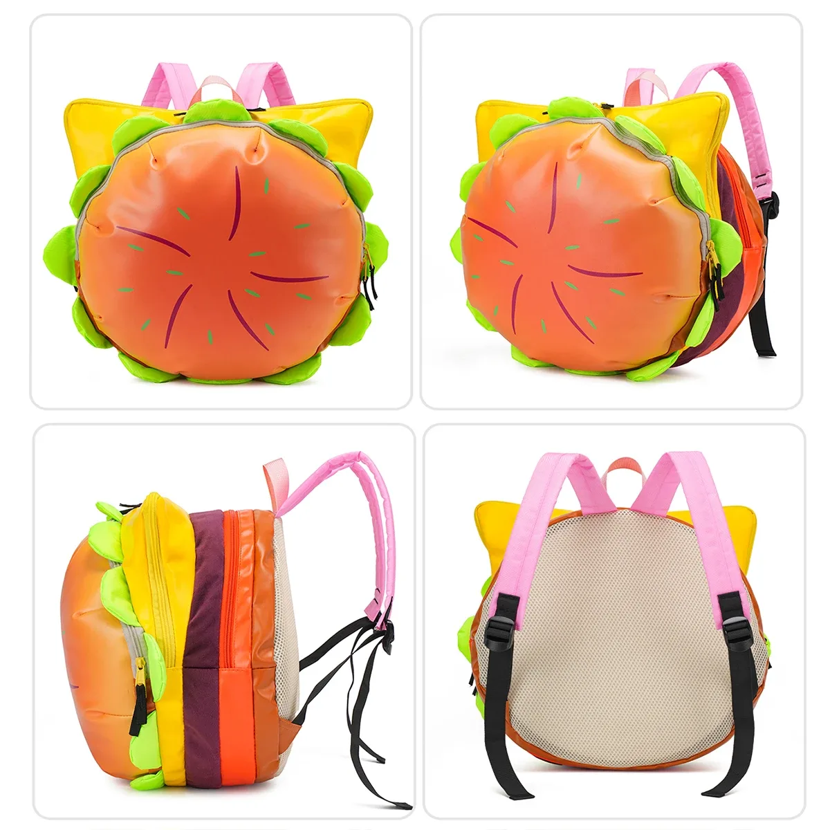 sacs à dos pour enfants, sacs à dos pour filles de l'école primaire, sacs à dos pour collégiennes, sacs à dos d'anniversaire en forme de hamburger, sacs à dos mignons et esthétiques pour lycéennes