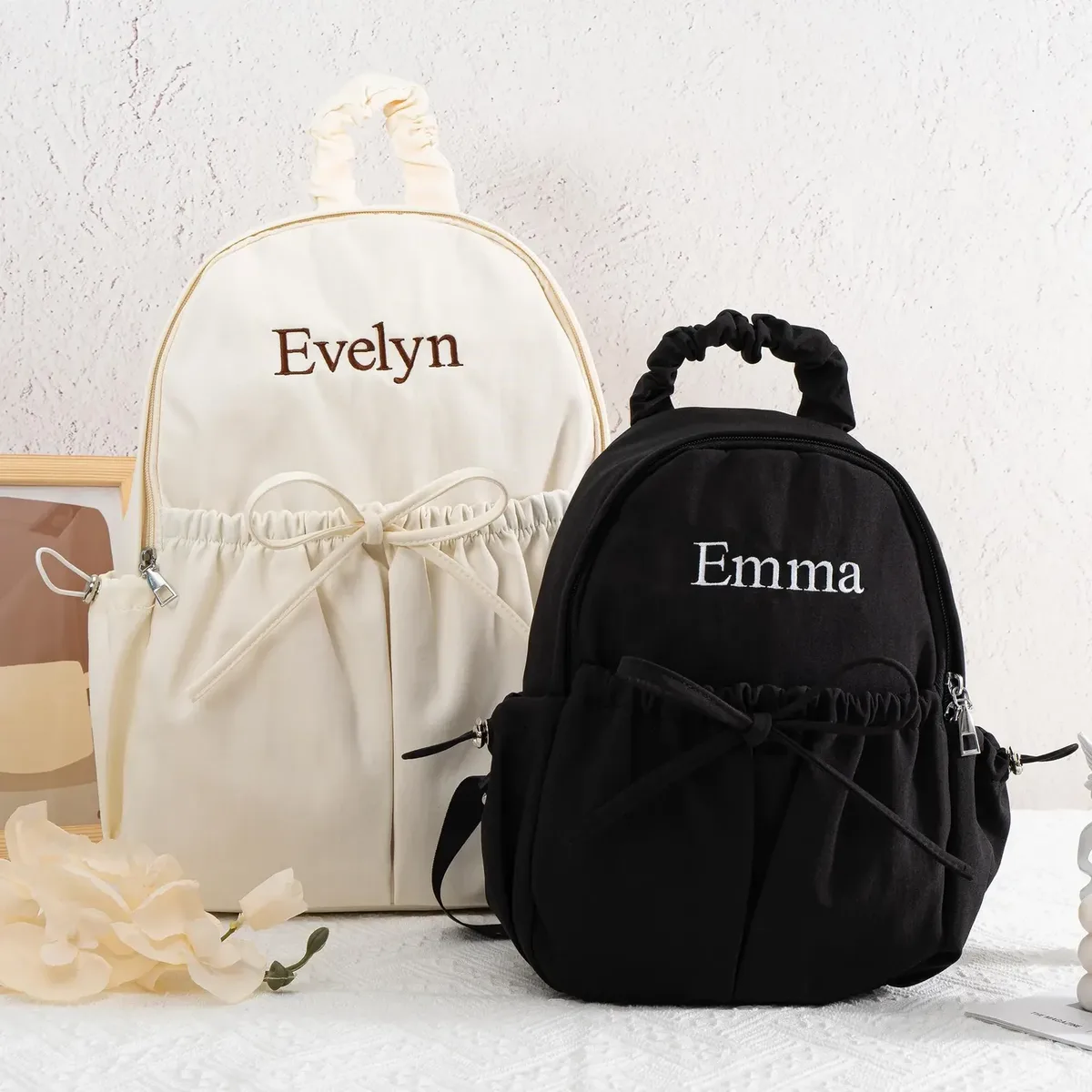 sac à dos personnalisé pour tout-petits, mignon, avec nœud, sac à dos de danse de ballet personnalisé avec nom, sac à livres pour cadeaux de classe de danse pour filles