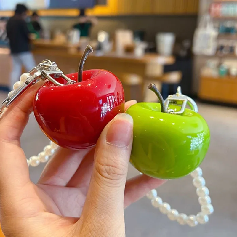 porte-clés pomme en résine, pendentif mignon pour sac, breloque pour clés de voiture, décoration créative pour sac à main et sac à dos, mini ornement, cadeau