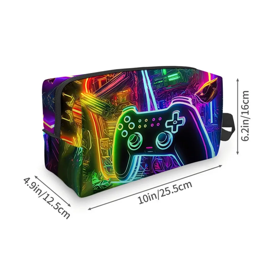 Sac à cosmétiques à motif GamePad pour garçons et filles, meilleurs cadeaux, sacs de rangement plats 2D à motif de dessin animé pour enfants