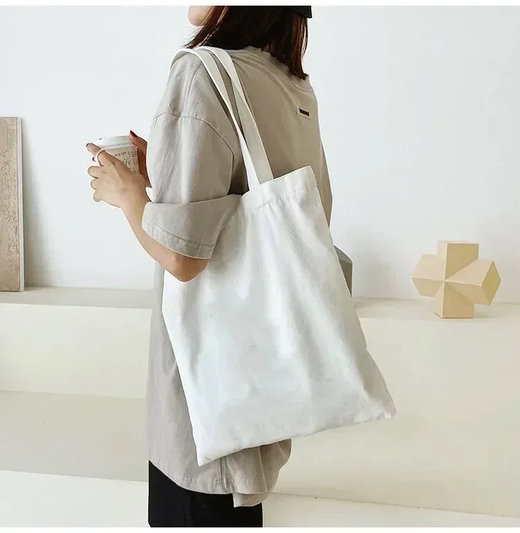 sac à bandoulière de grande capacité en toile noire et blanche, fourre-tout pliable en coton écologique, sac de shopping réutilisable, diy