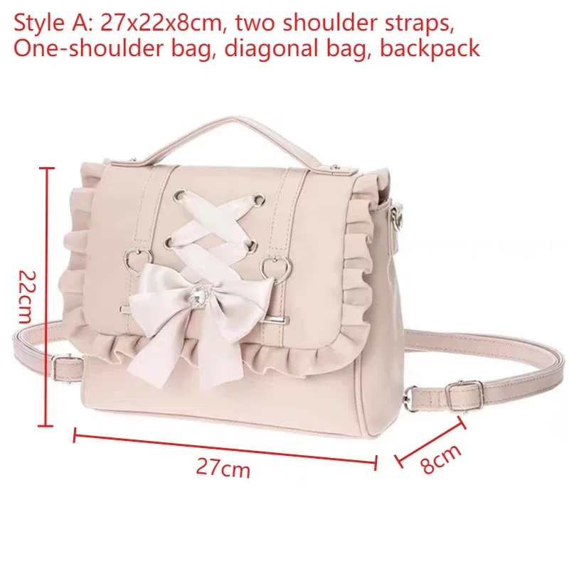 sac à dos lolita kawaii décontracté en cuir pu, sac ita, sac à main bapa pour femme, sac bandoulière simple ou double, style coréen