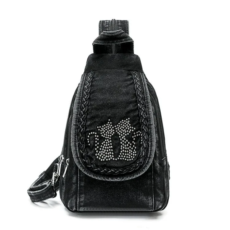 sacs à dos en jean tendance pour femmes, petits sacs de voyage, sacs à dos en jean pour femmes, sacs de poitrine pour femmes