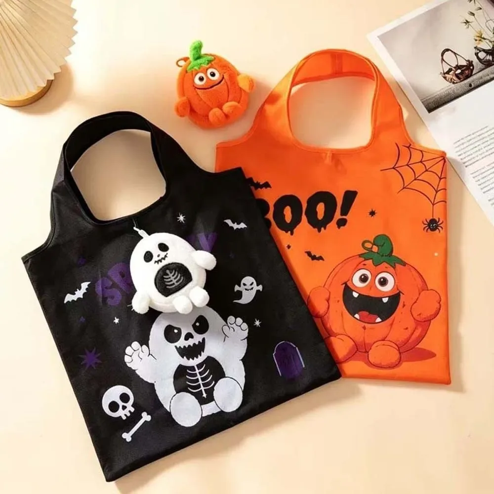 sac fourre-tout d'halloween de couleur unie, mini sac à main résistant aux déchirures, motif de dessin animé, ultra-léger et peu encombrant.