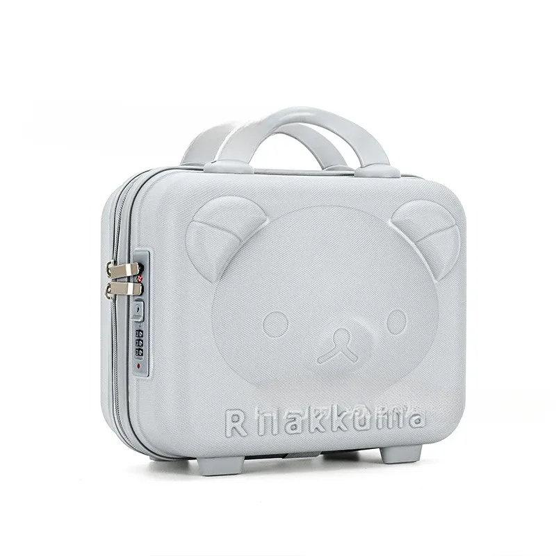 trousse de maquillage tête d'ours, boîte à mot de passe pp, valise de 14 pouces, bagage de dessin animé, cadeau de compagnon de mariage, rangement portable, étui de voyage