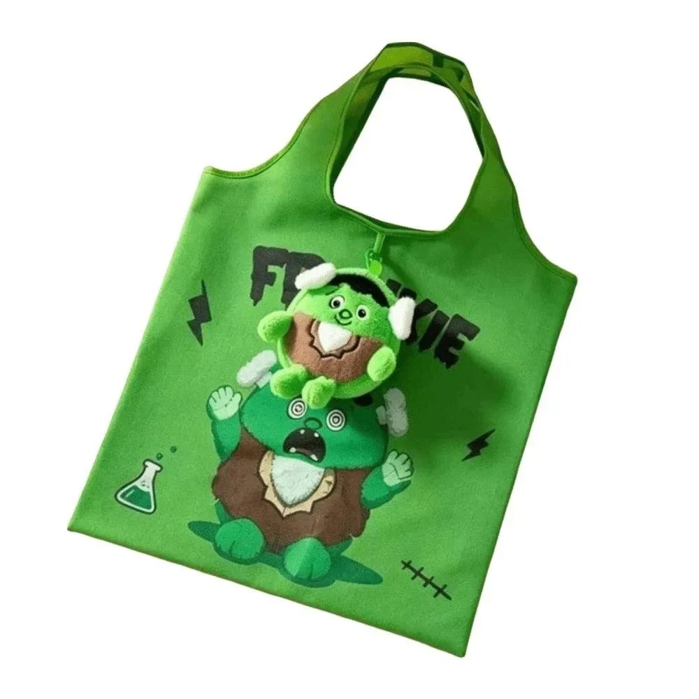 sac fourre-tout d'épicerie halloween couleur unie, mini pochette 2-en-1 compacte, résistante aux déchirures, avec motif de dessin animé, sac à main de poche
