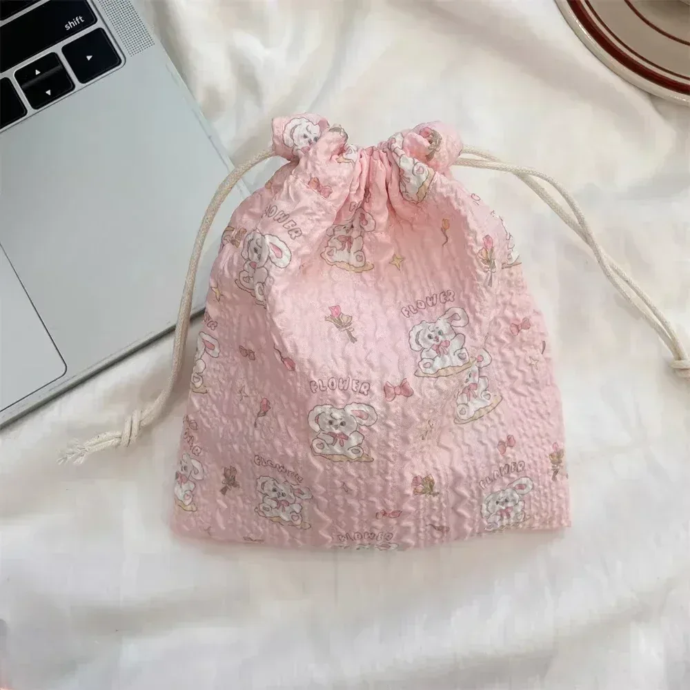 sac à cosmétiques de proximité de dessin animé pour femmes, pochette wstring, grands sacs d'évaluation de maquillage, poudres cosmétiques coréennes, trousse de beauté de toilette mignonne