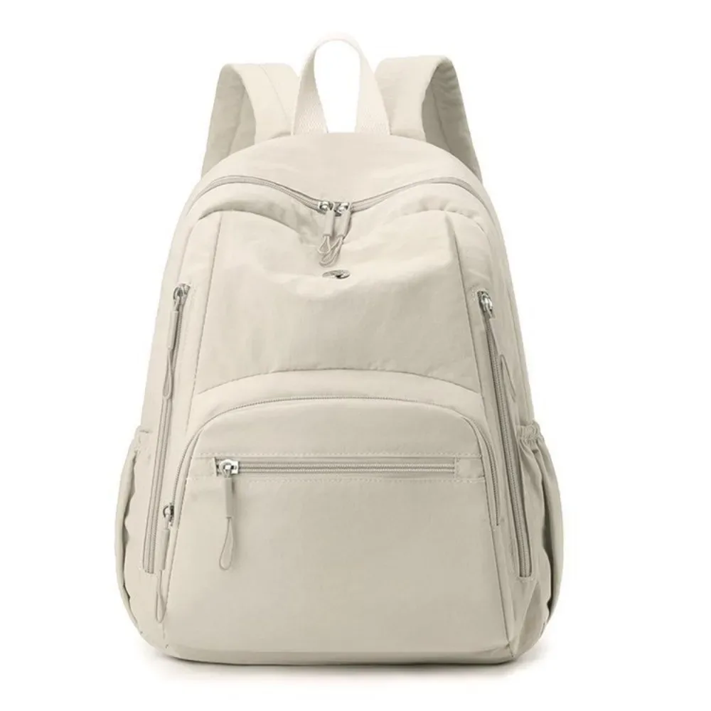 sac à dos scolaire tendance en nylon grande capacité, léger et durable, sac de voyage imperméable de couleur unie pour ordinateur portable, idéal pour le camping