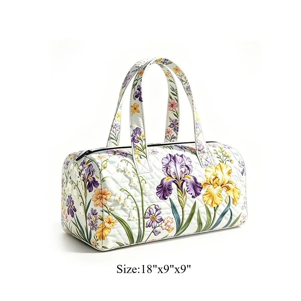 sac de voyage matelassé à imprimé floral vache, sac de week-end léger, bagage à main pour la gym, les sports et les escapades