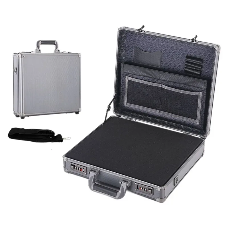 étui pour ordinateur portable verrouillable à cadre en aluminium-porte-documents de sécurité portable coffre-fort avec verrouillage par mot de passe pour fichiers informatiques