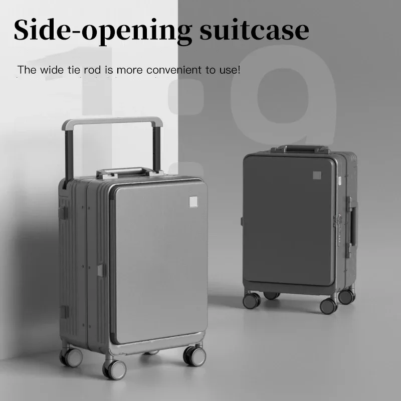 Valise trolley à tube large, bagage à main de 20 pouces, valise trolley incassable de 24 pouces, valise de voyage à ouverture latérale