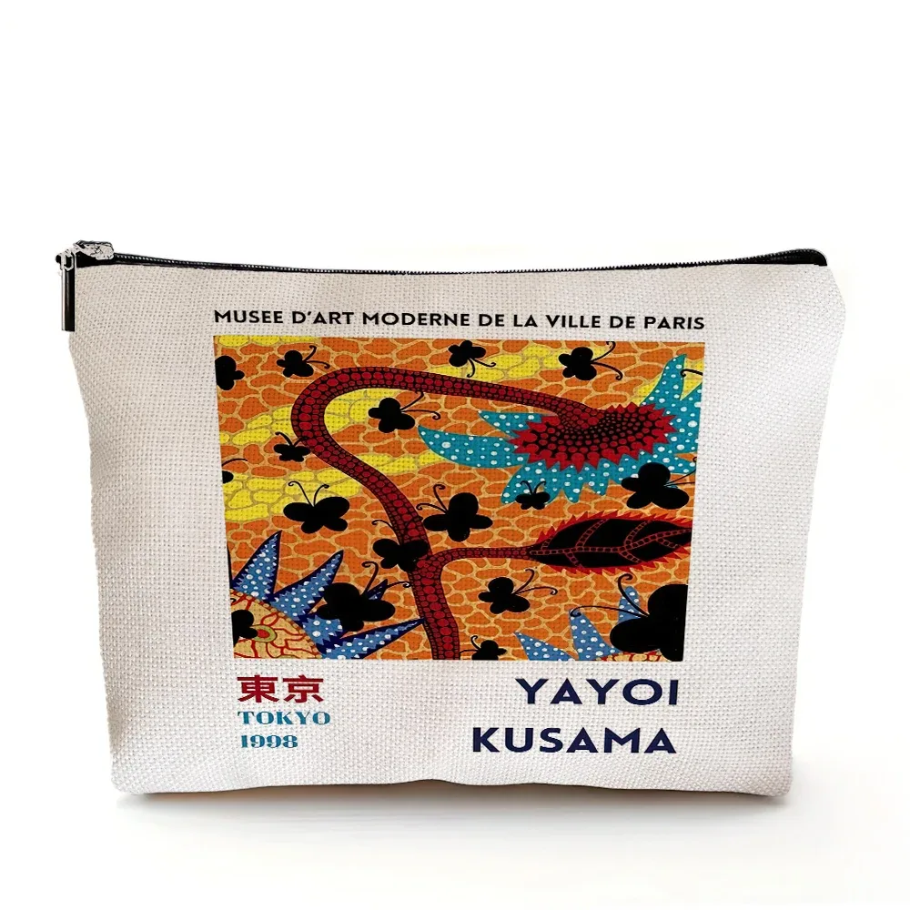 yayoi kusama pochette de maquillage japonais pop art à pois art design floral étui à cosmétiques mode dame beauté sac de rangement à la mode
