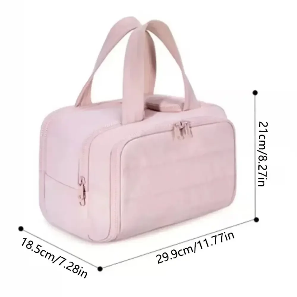 sac de toilette de voyage multi-poches avec fermeture éclair, poignée confortable, compartiments séparés pour articles secs et humides, ouverture double face