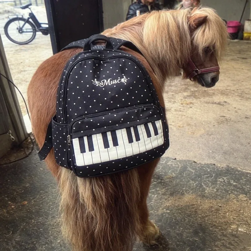 Sac à dos pour clavier de piano à pois, en nylon imperméable, grand format, pour étudiants, élégant, léger, sac de voyage et de rangement