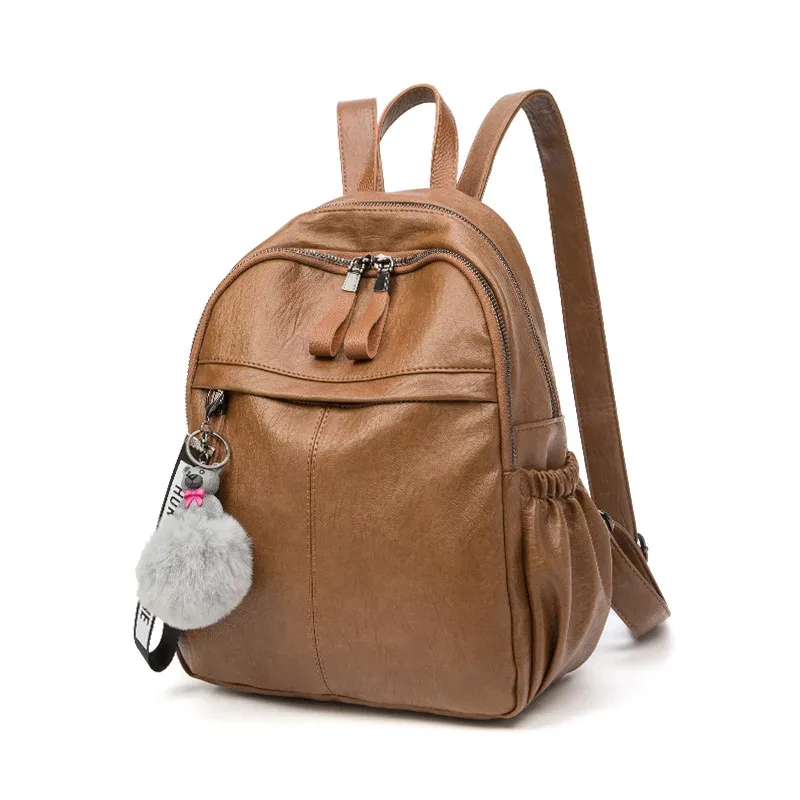 sacs à dos en cuir véritable pour femmes, sac à dos étanche de grande capacité en cuir de vache, sacs tendance pour femmes, sacs d'école de voyage pour filles