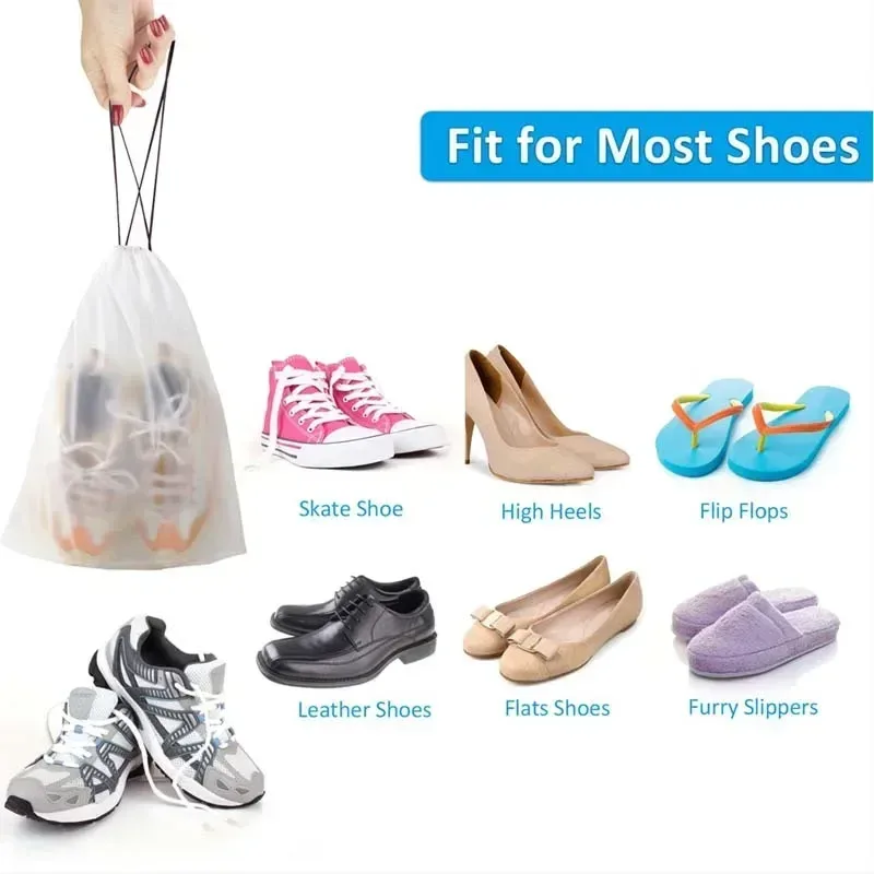 sac de rangement portable pour chaussures, 5/10 pièces, sac de rangement à cordon pour articles divers, sac de maquillage de voyage, sac de rangement en plastique transparent étanche