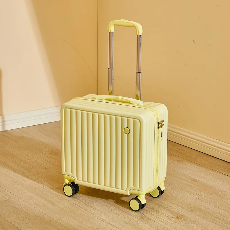 valise à main compacte de 18 pouces, roues spinner légères, sac de voyage en cuir à la mode, verrouillage par mot de passe, bagage à main