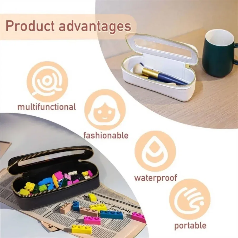 boîte à pinceaux de maquillage en cuir pu, sac à cosmétiques transparent et étanche, pochette de rangement à fermeture éclair de grande capacité, accessoires de voyage