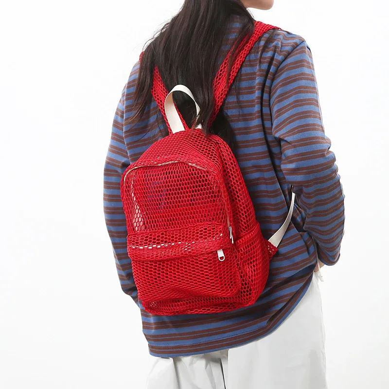 nouveautés petit sac à dos en maille sacs femmes mode couleur unie sacs à dos femmes voyage simple plage étudiant école sacs à dos