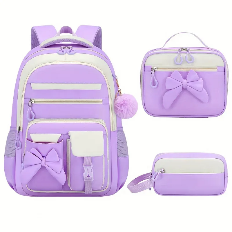 ensemble de sacs à dos pour enfants 3 pièces avec motif papillon mignon, grande capacité, sac d'école, sac à dos de maternelle, sac à dos de voyage léger et décontracté pour filles