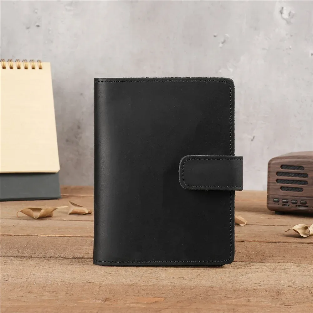 1140 sac de passeport en cuir véritable crazy horse pour hommes avec clip rétro et clip de passeport de voyage en peau de vache superposée