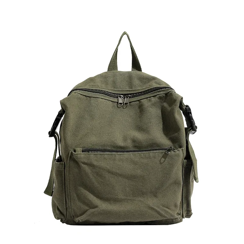 sacs à dos en toile solide pour femmes, sacs de loisirs ou de voyage, cartables de gril de style coréen, sacs d'école en tissu mignon, unisexe, 100% coton
