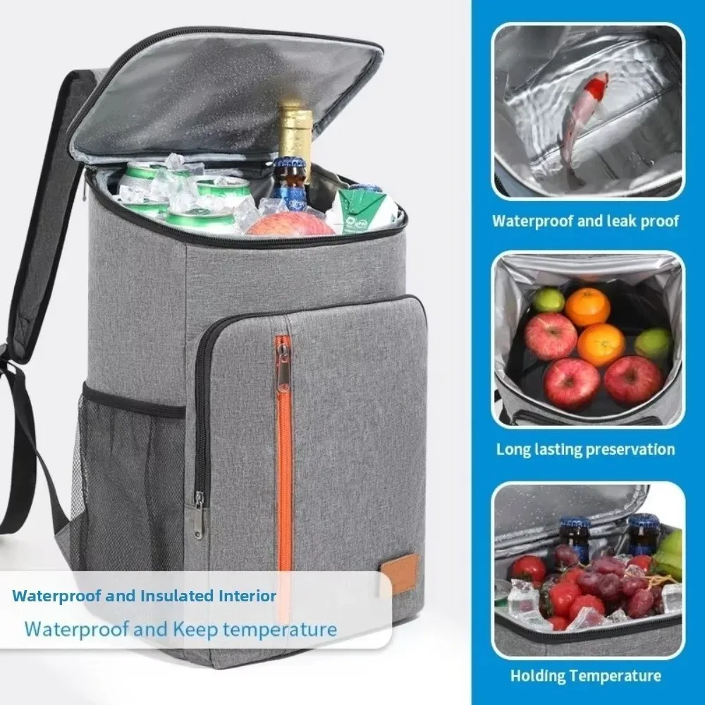 sac à dos isotherme double épaule en oxford, sac repas thermique portable, sac isotherme tendance épaissi grande capacité