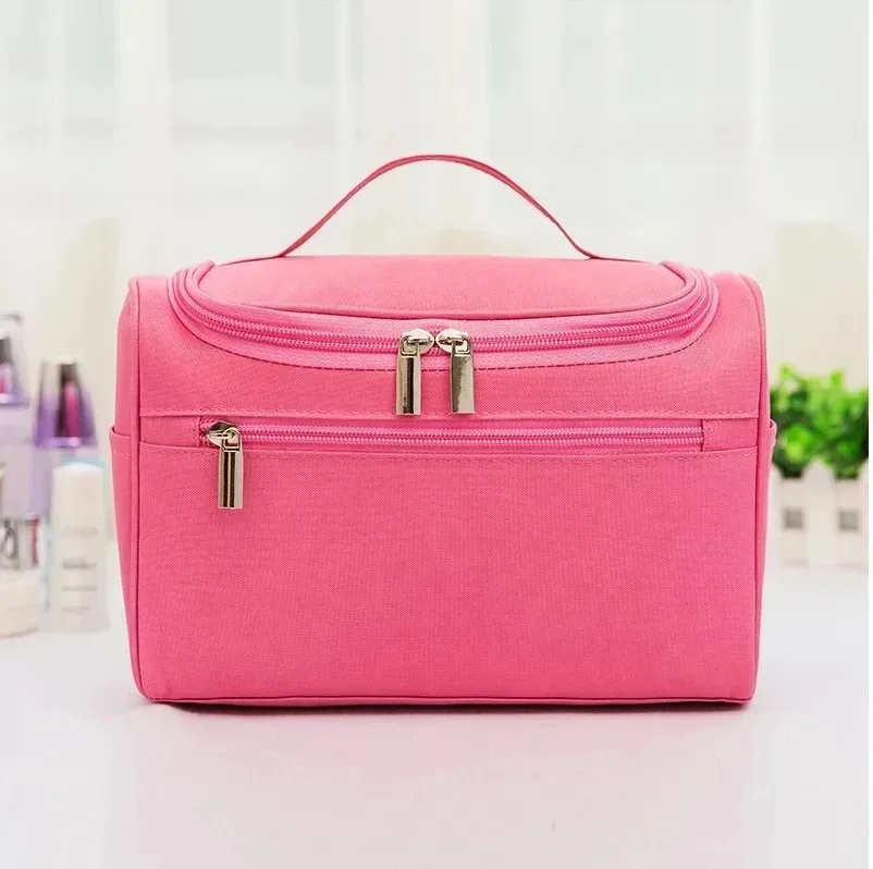 trousse à cosmétiques simple personnalisée – trousse de toilette brodée personnalisée de grande capacité, pochette de rangement de voyage portable, nom personnalisé m