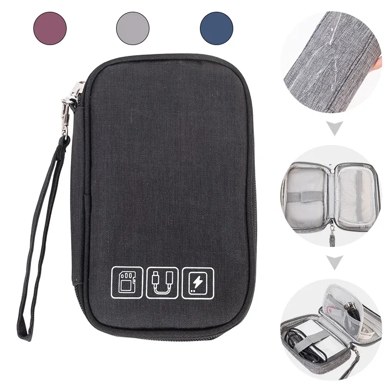 Nouveau sac de rangement de voyage organisateurs de rangement de câbles pochette étui de transport Portable étanche Double couches sacs de rangement pour cordon de câble