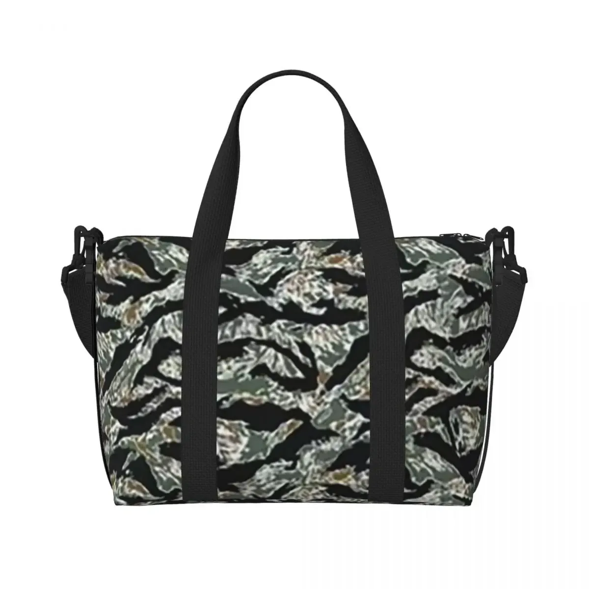 sac de voyage de plage de camouflage militaire à rayures de tigre, fourre-tout de grande capacité pour salle de sport, yoga, sac à bandoulière de shopping pour femmes