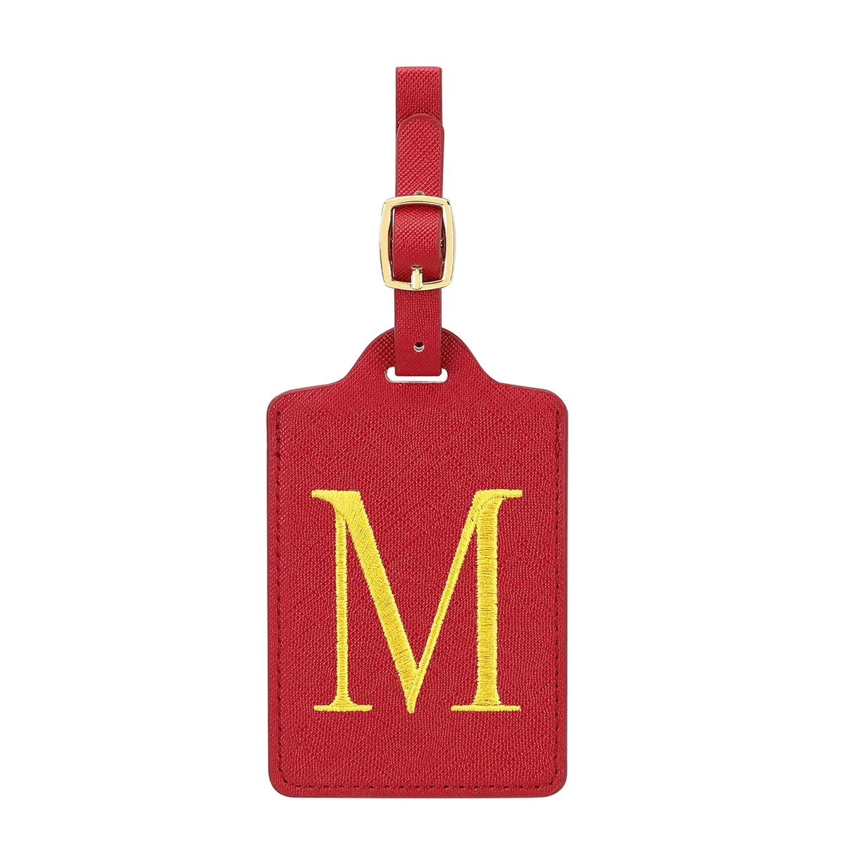 étiquettes de bagage miyin 26 lettres en cuir pu pour valises, protection de la vie privée, accessoires de voyage essentiels, rouge éclatant